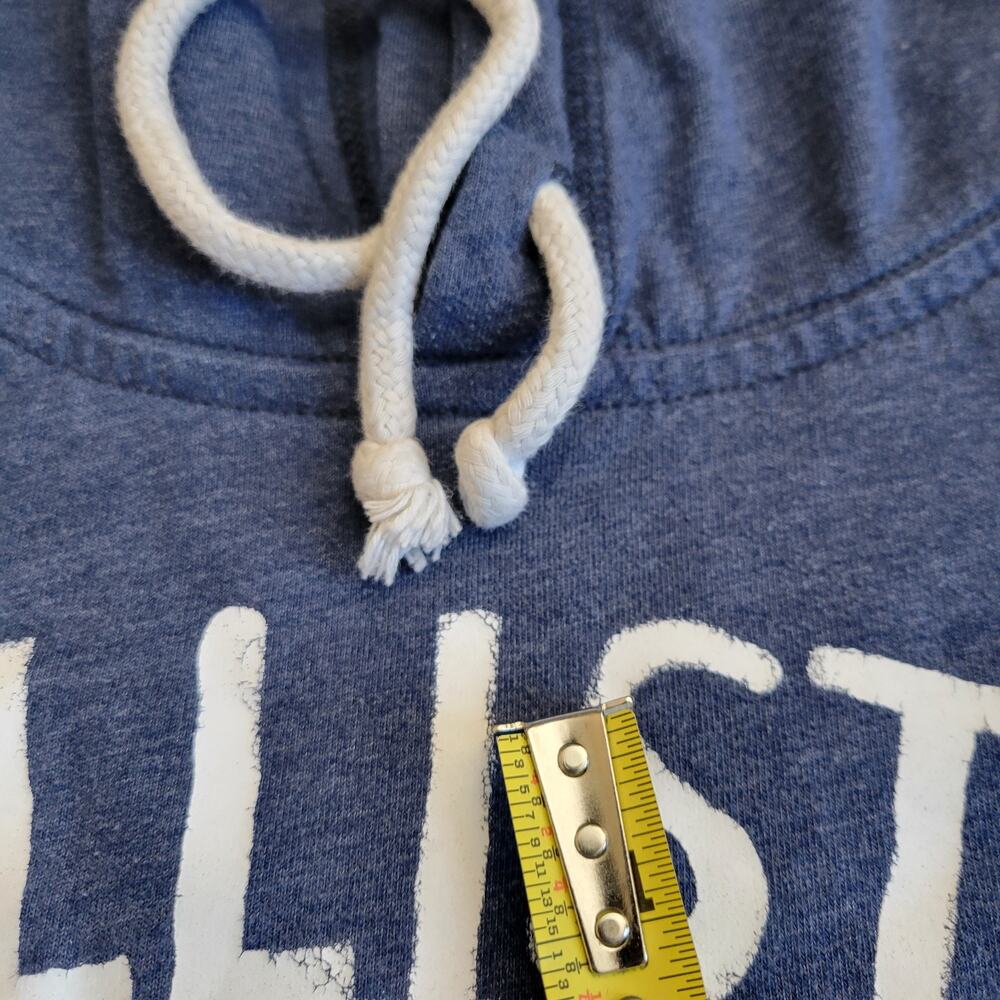 HOLLISTER Sweater Hoodie Womens Large Blue Logo White Drawstrings Lightweight - Picture 7 of 11